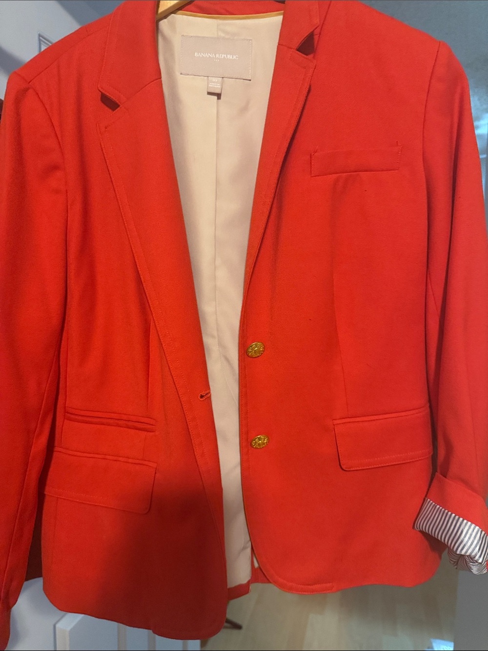 Banana Republic women’s  Orange Single-Breasted Blazer with Gold Buttons